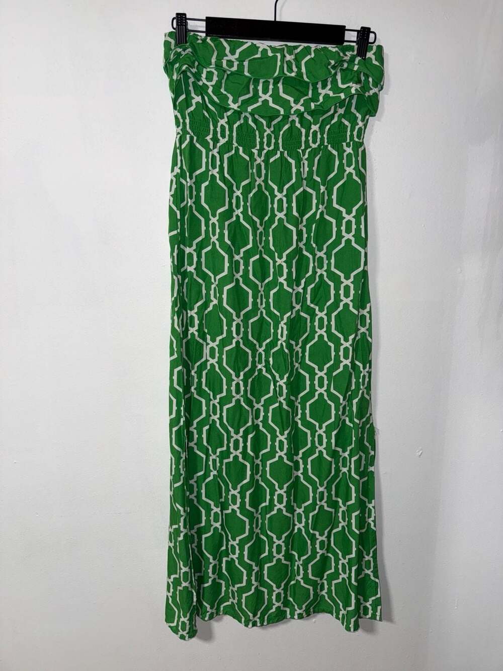 Escapada Green Geometric Ruffle Maxi Dress Size M